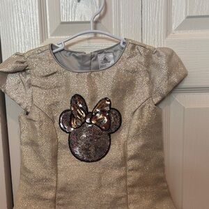 Disney Gold Sequin Minnie Mouse Bow Dress